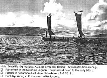 Рыбаки на Куршском заливе на открытке начала 20 века