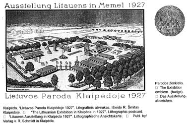 Литовская выставка в Клайпеде в 1927 году на литографической открытке